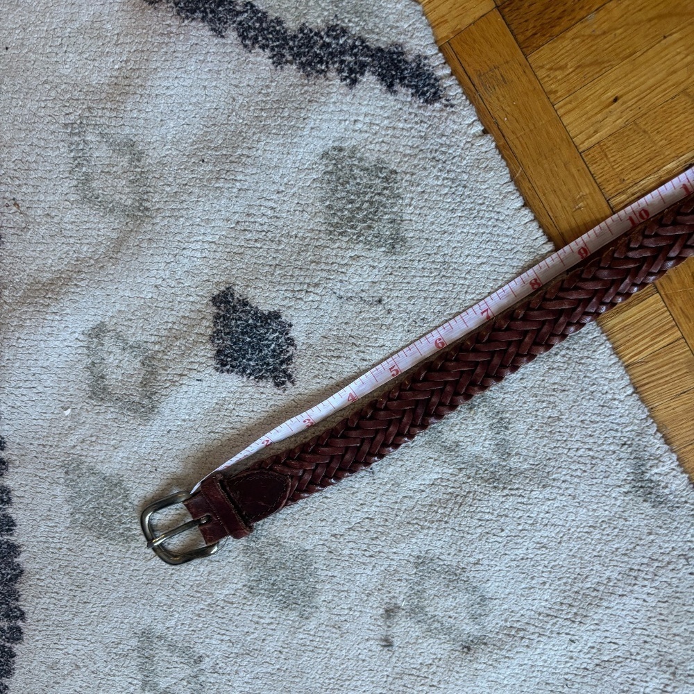 Vintage leather braided belt with silver buckle ! - Picture 2 of 5